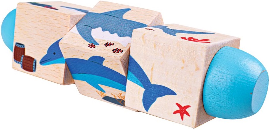 Cuburi rotative din lemn Bigjigs - In mare