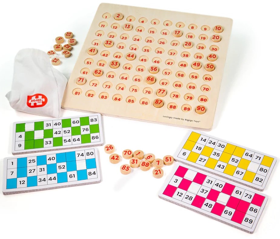 Bingo Bigjigs clasic din lemn - 105 de piese
