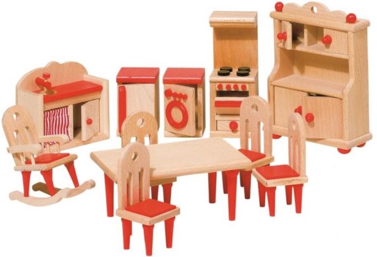 Mobilier din lemn pentru casa pentru papusi Goki, rosu
