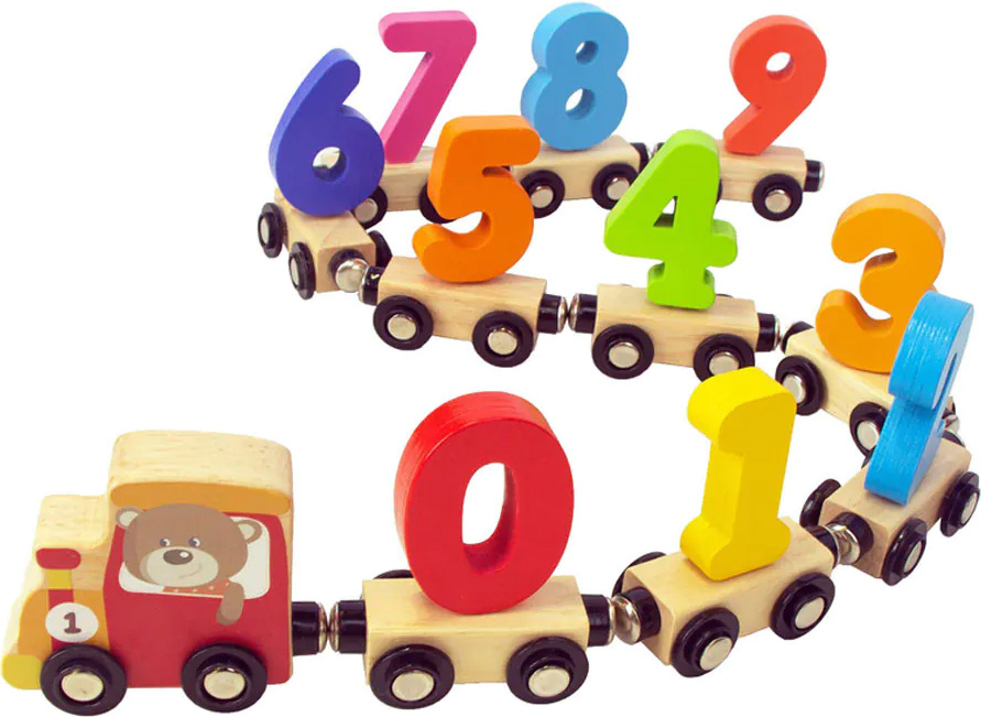 Tren de lemn Wooden - Cu numere