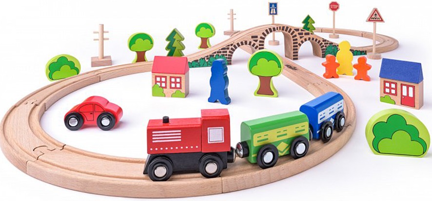 Tren din lemn Woody - Cu sina in forma de 8