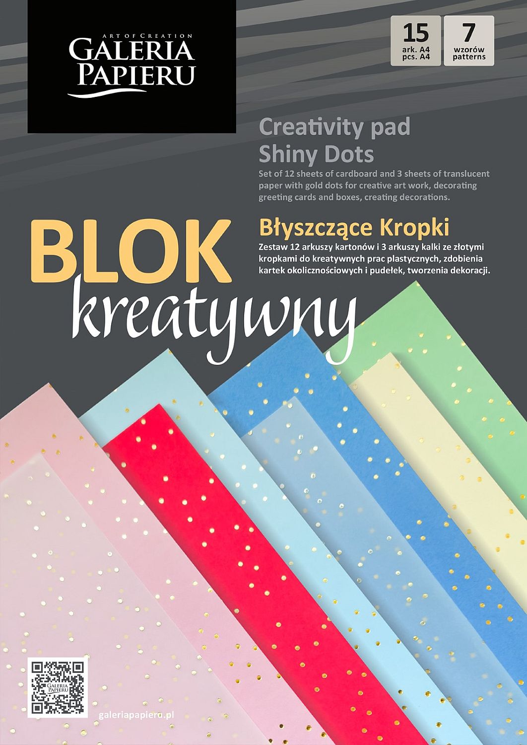 Bloc decorativ Galeria Papieru - Shiny Dots, A4, 15 foi