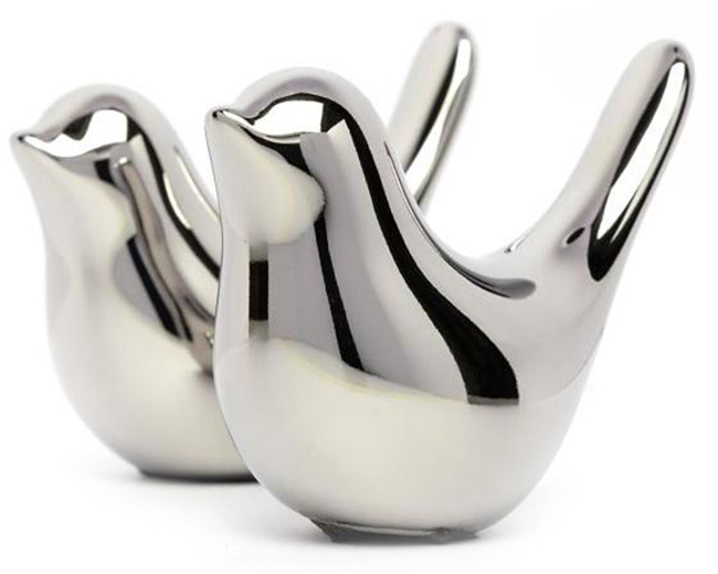 Figurină decorativă Morello - Silver Bird, 6.3 cm