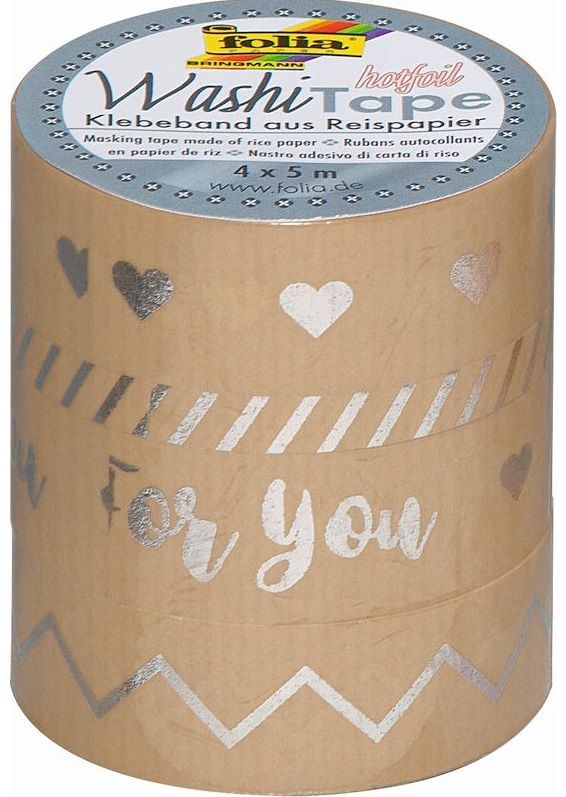 Banda adeziva decorativa Folia - Washi Tape, For you, 4 buc.