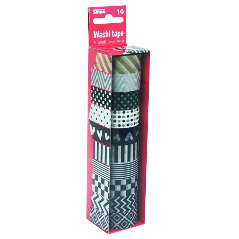 Banda adeziva decorativa Sense - Washi Tape, 10 bucati