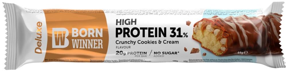 Deluxe Crunchy Protein Bar, biscuiți cu cremă, 64 g, Born Winner