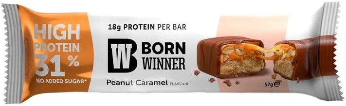 Baton proteic Deluxe, arahide și caramel, 57 g, Born Winner