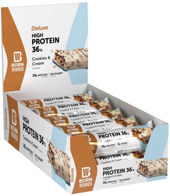 Deluxe Protein Bar, fursecuri cu cremă, 15 bucăți, Born Winner