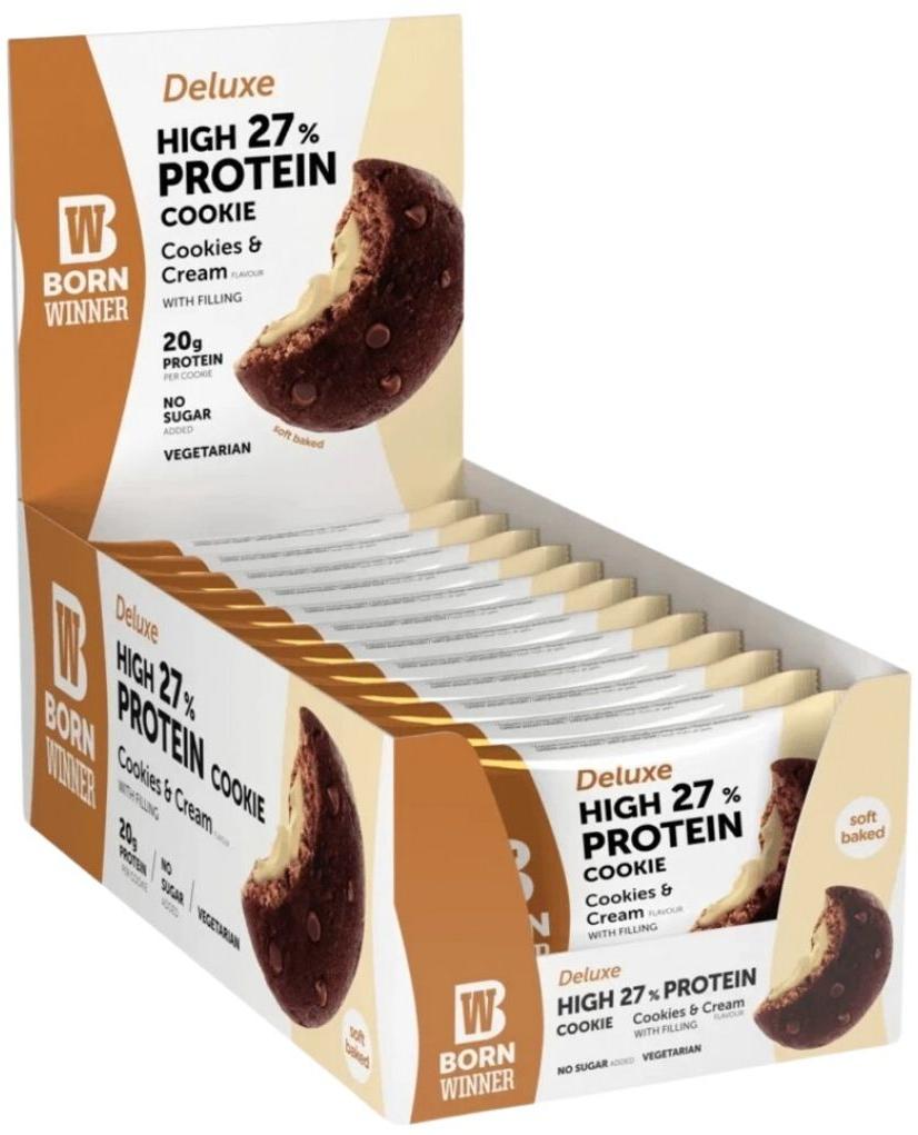 Deluxe Protein Cookie, fursecuri cu cremă, 12 bucăți, Born Winner