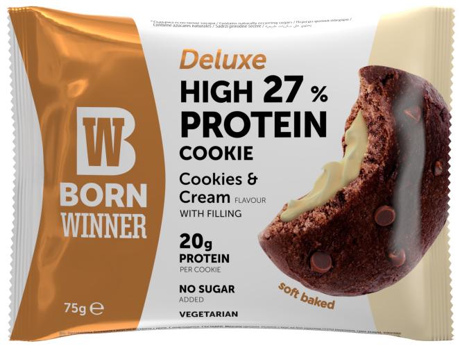 Deluxe Protein Cookie, fursecuri cu cremă, 75 g, Born Winner