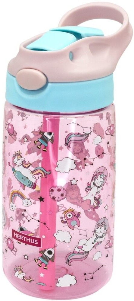 Sticlă pentru copii din tritan cu mâner Nerthus - Unicorni, 450 ml