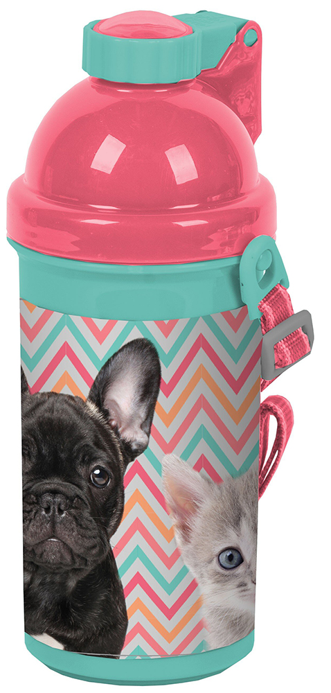 Sticlă de apă Paso Dog&Cat - 500 ml, roz-albastru