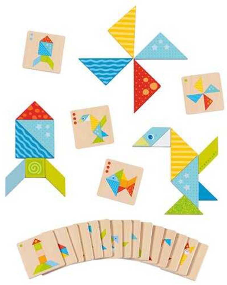 Joc de lemn pentru copii Goki - Tangram color, lume