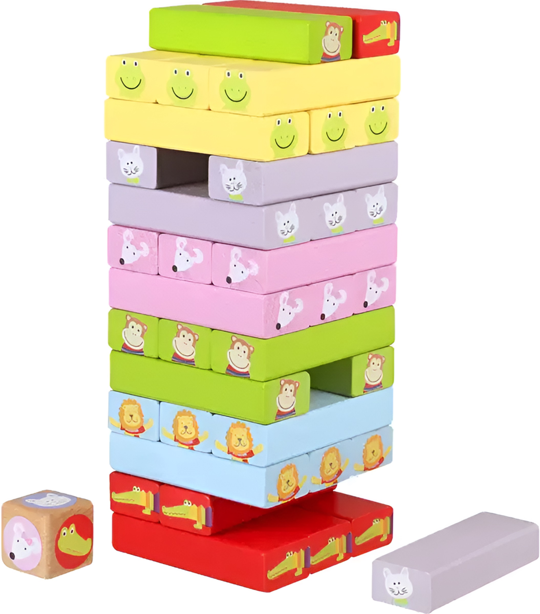 Joc de lemn pentru copii Orange Tree Toys - Jenga cu animale