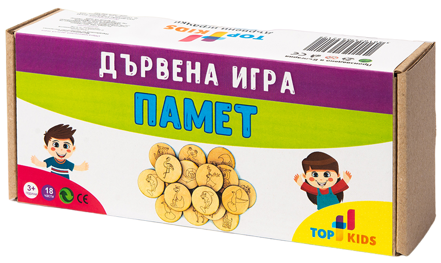 Joc din lemn pentru copii Top Kids - Memorie, 18 piese