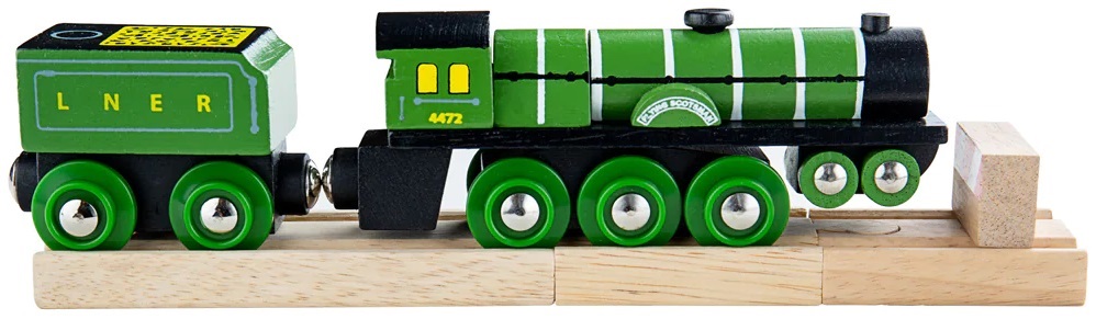 Jucărie din lemn pentru copii Bigjigs - Locomotivă cu abur, verde
