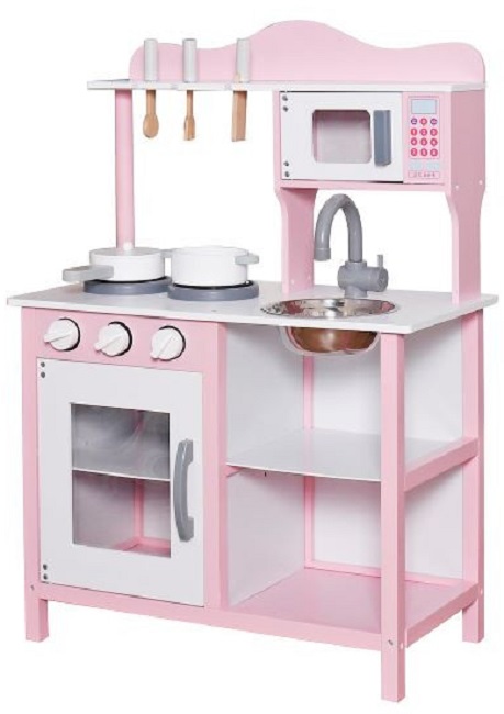 Bucătărie din lemn pentru copii  Ginger Home - Cu accesorii, roz