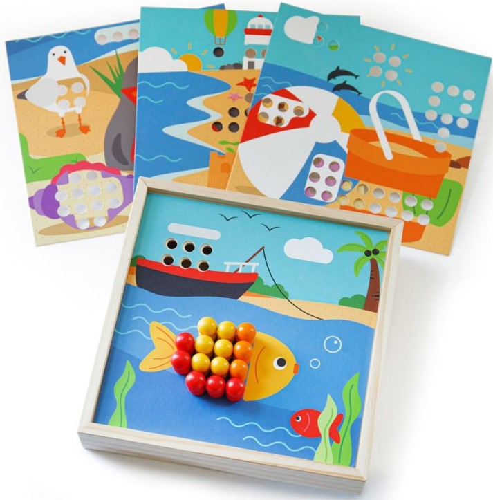Mozaic din lemn pentru copii Bigjigs - Picturi maritime