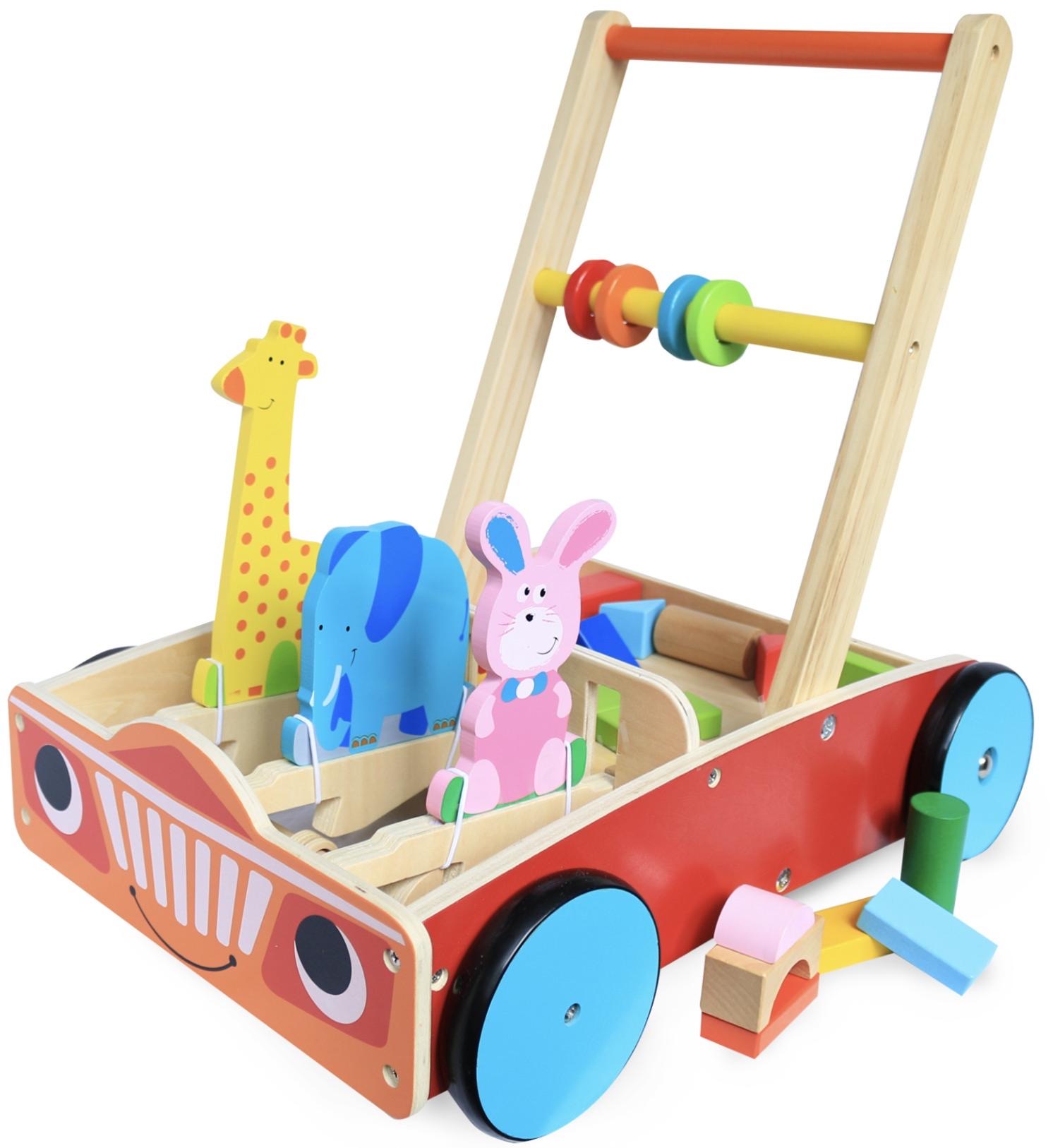 Premergător din lemn pentru copii Smart Baby - Cu animale și puzzle