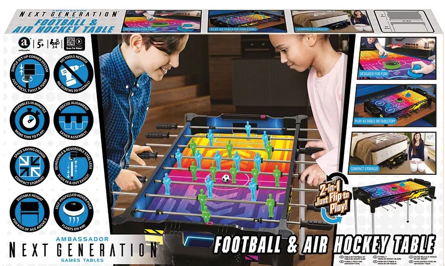 Joc pentru copii 2 in 1 Ambassador - Fotbal și hochei pe aer, neon