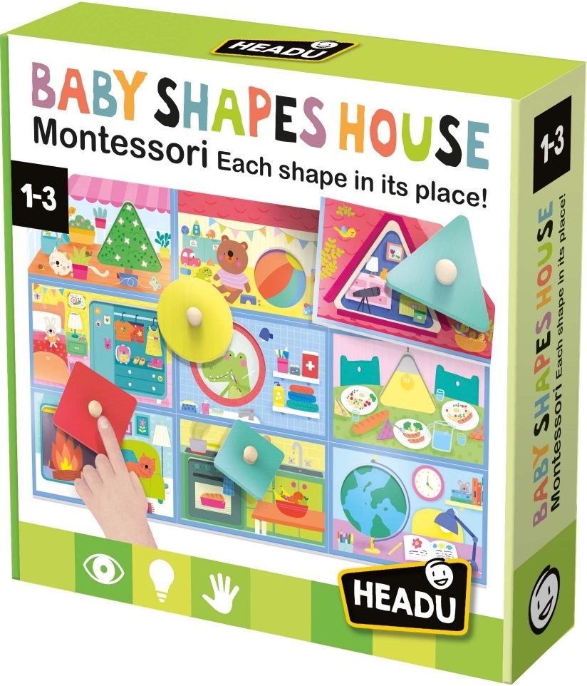 Joaca de copii  Headu Montessori - căsuță cu forme multicolore