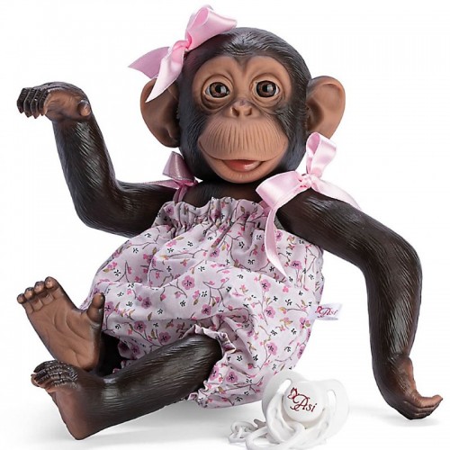 Jucarie Asi -  Pui de maimuta Lola, cu body cu flori, 32 cm