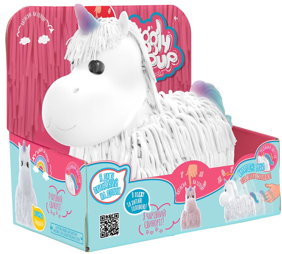 Jucărie pentru copii Eolo Toys Jiggly Pets - Unicorn Roschly cu sunete, alb