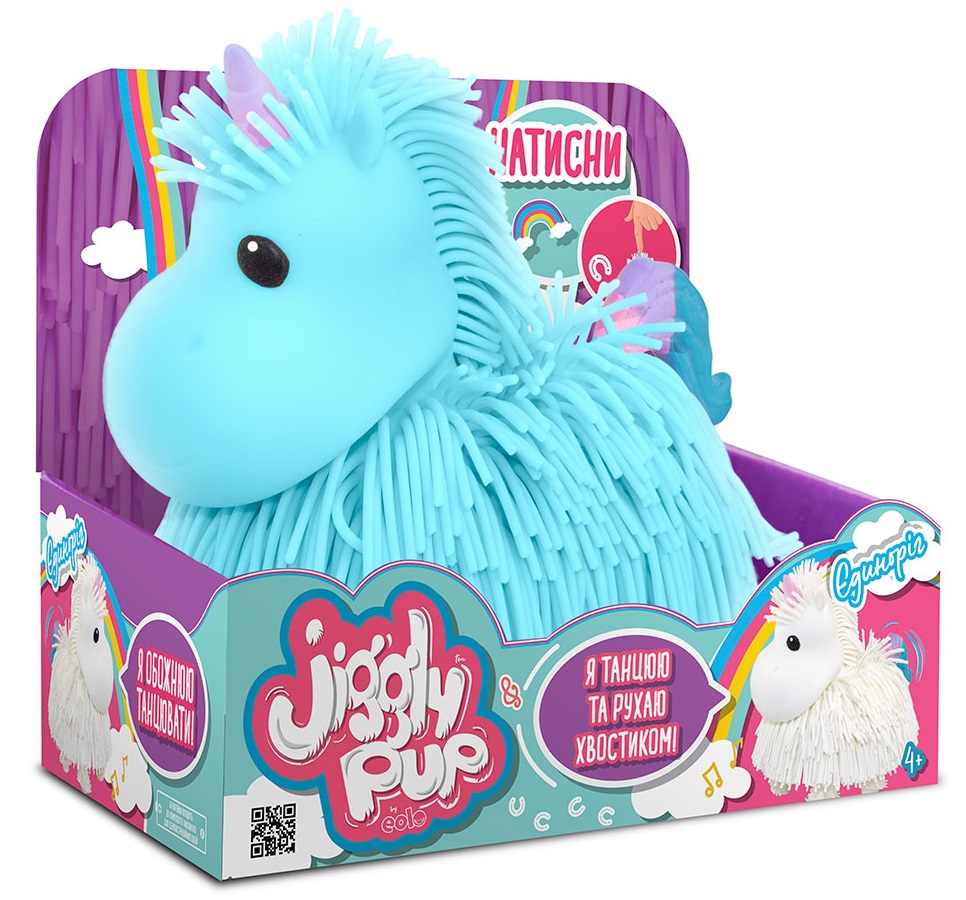 Jucărie pentru copii Eolo Toys Jiggly Pets - Unicorn Roschly cu sunete, albastru