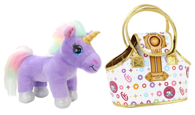 Jucărie pentru copii Funville CuteKins - Unicorn în geantă Lou Lou, mov