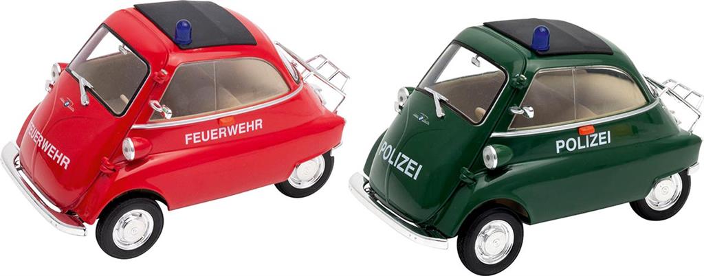 Jucărie pentru copii Goki - Mașină de poliție și pompieri BMW Isetta, 1:26, sortiment