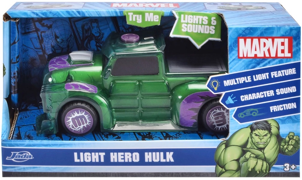 Jucărie pentru copii Jada Toys - Mașină Marvel Light Hero Hulk, 1:32