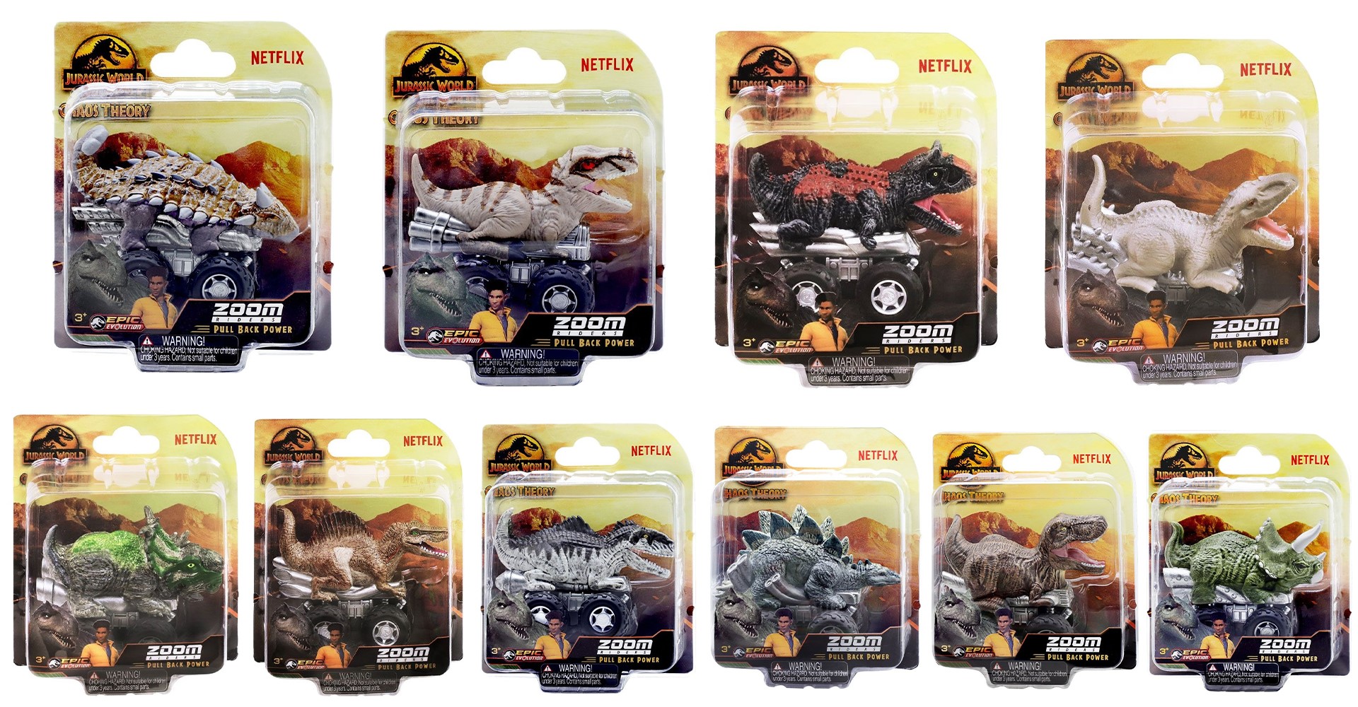 Jucărie pentru copii  Jurassic World Epic Evolution - Zoom Riders, Mașină cu dinozauri, sortiment