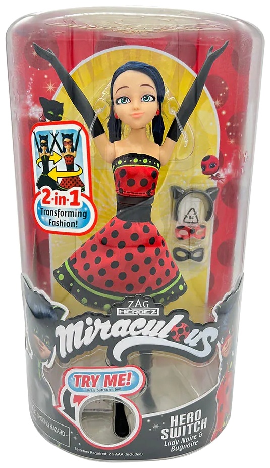 Jucărie pentru copii Playmates Miraculous -  Buburuză și Pisică, păpușă cu o schimbare de erou