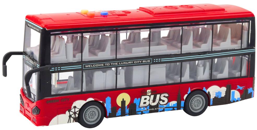 Jucărie pentru copii  Lean Toys - Autobuz cu etaj, 1:16