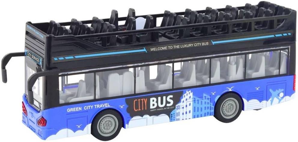 Jucărie pentru copii  Lean Toys - Autobuz urban cu etaj, 1:16