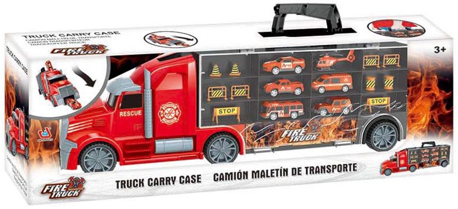 Jucarie pentru copii Zhorya Fire Truck - Transportor auto cu masini si elicopter