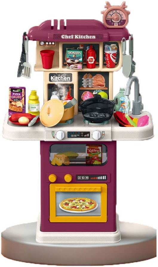 Bucătărie pentru copii Felyx Toys - Little Chef, cu aburi și apă curentă, 64 de piese