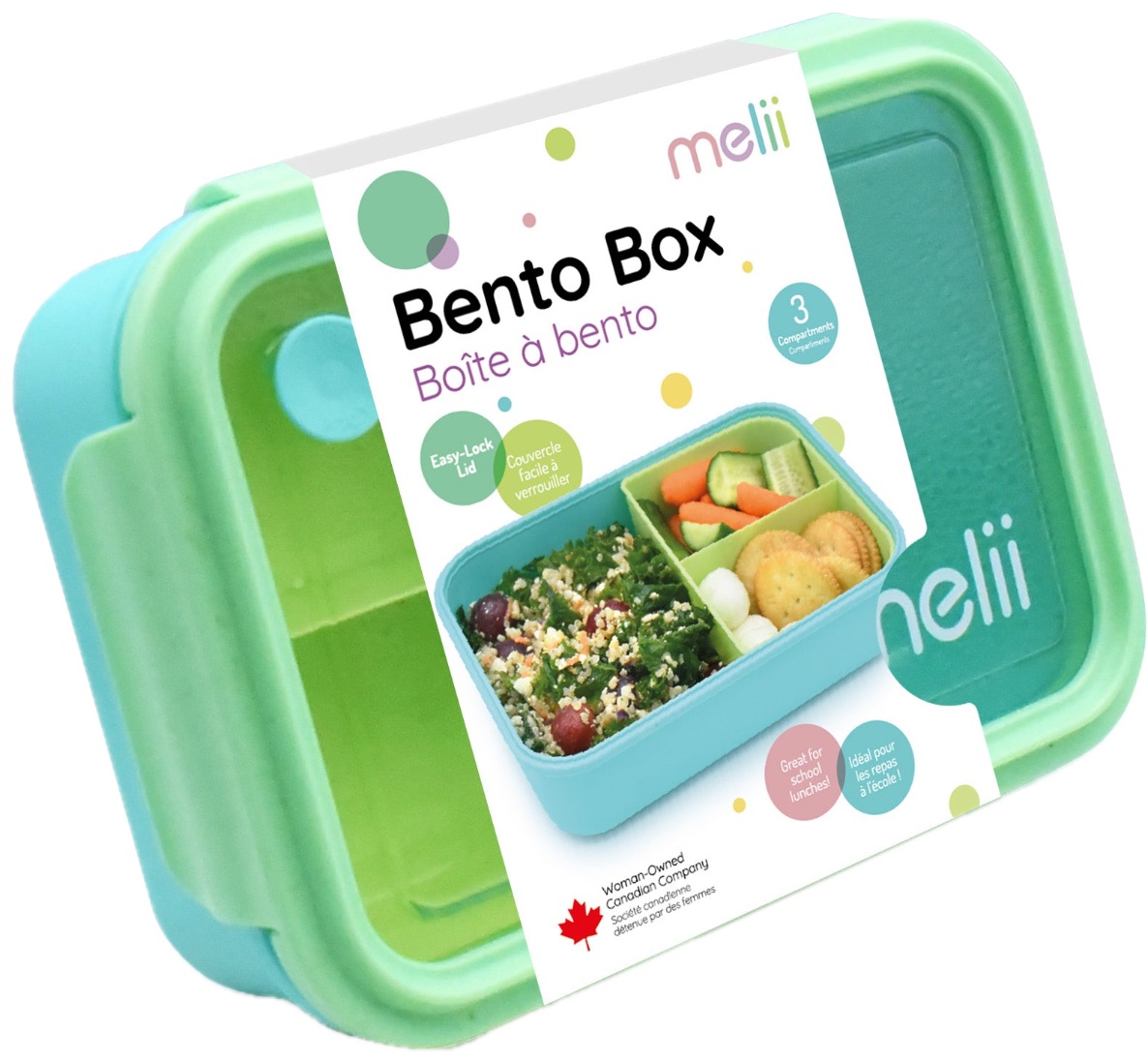Cutie cu alimente pentru copii Melii - Cu compartimente detașabile, 1250 ml, albastru - verde