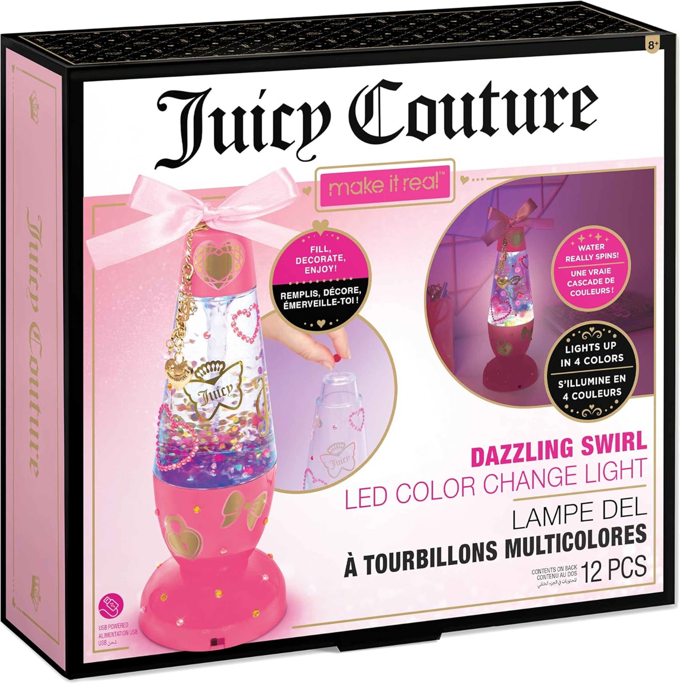 Lampă pentru copii Make It Real Juicy Couture - Vârtej strălucitor, cu schimbare de culoare
