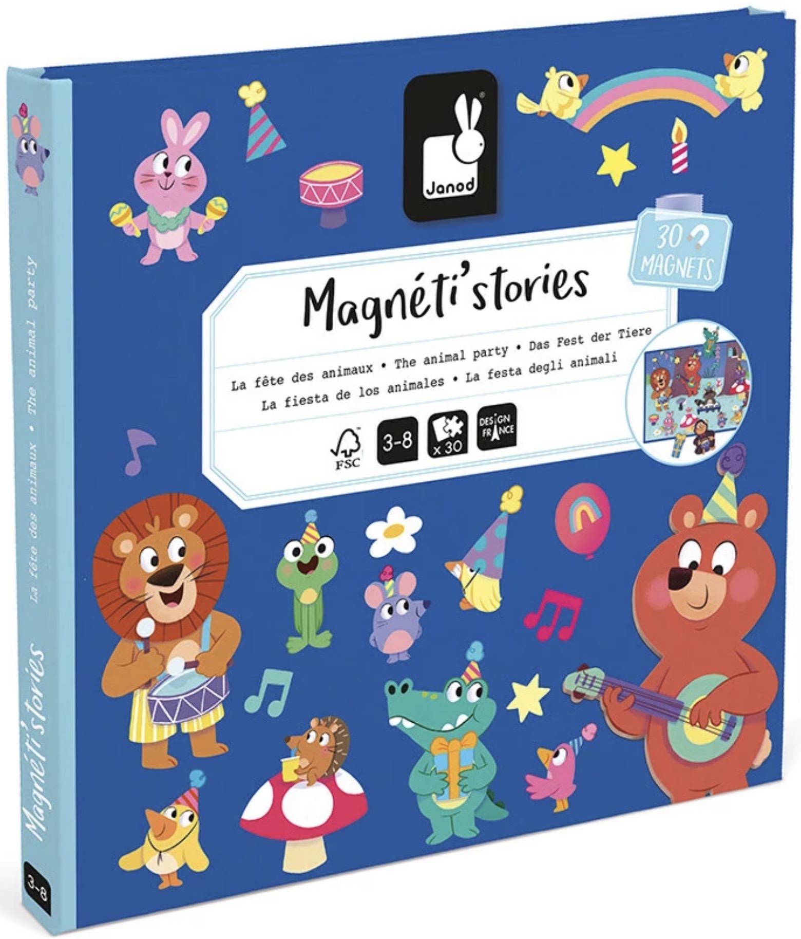 Carte magnetică pentru copii Janod - Petrecere cu animale