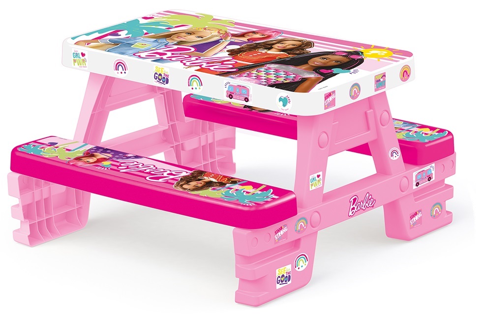 Masă de picnic pentru copii cu bănci Dolu Barbie