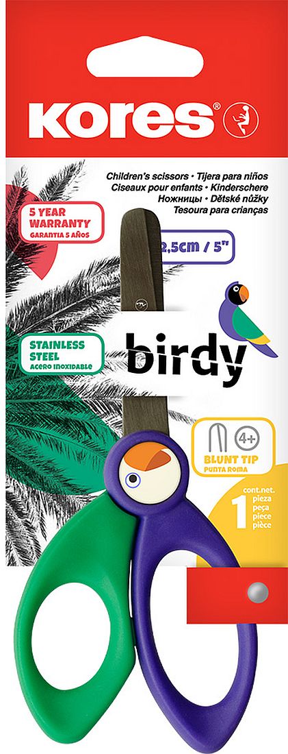 Foarfece pentru copii Kores - Birdy, 12.5 cm, sortiment