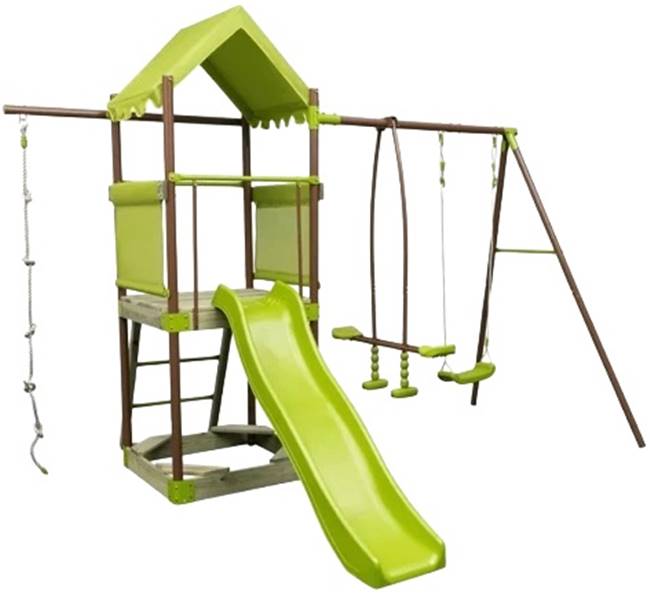 Loc de joacă pentru copii Sonne – Green For Swing Set, cu leagăne și tobogan