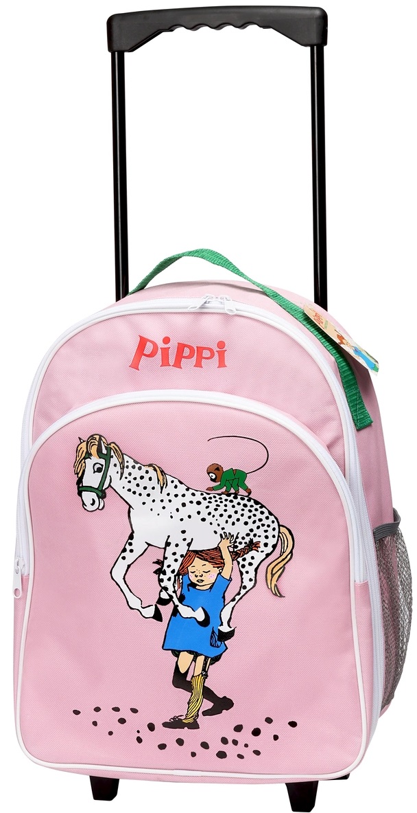 Ghiozdan pentru gradiniță cu roți Pippi - Pippi și calul preferat, roz
