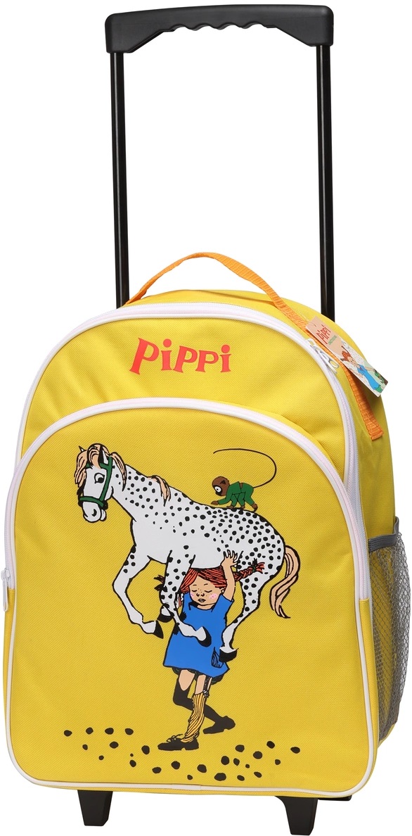 Ghiozdan pentru gradiniță cu roți Pippi - Pippi și calul preferat, galben