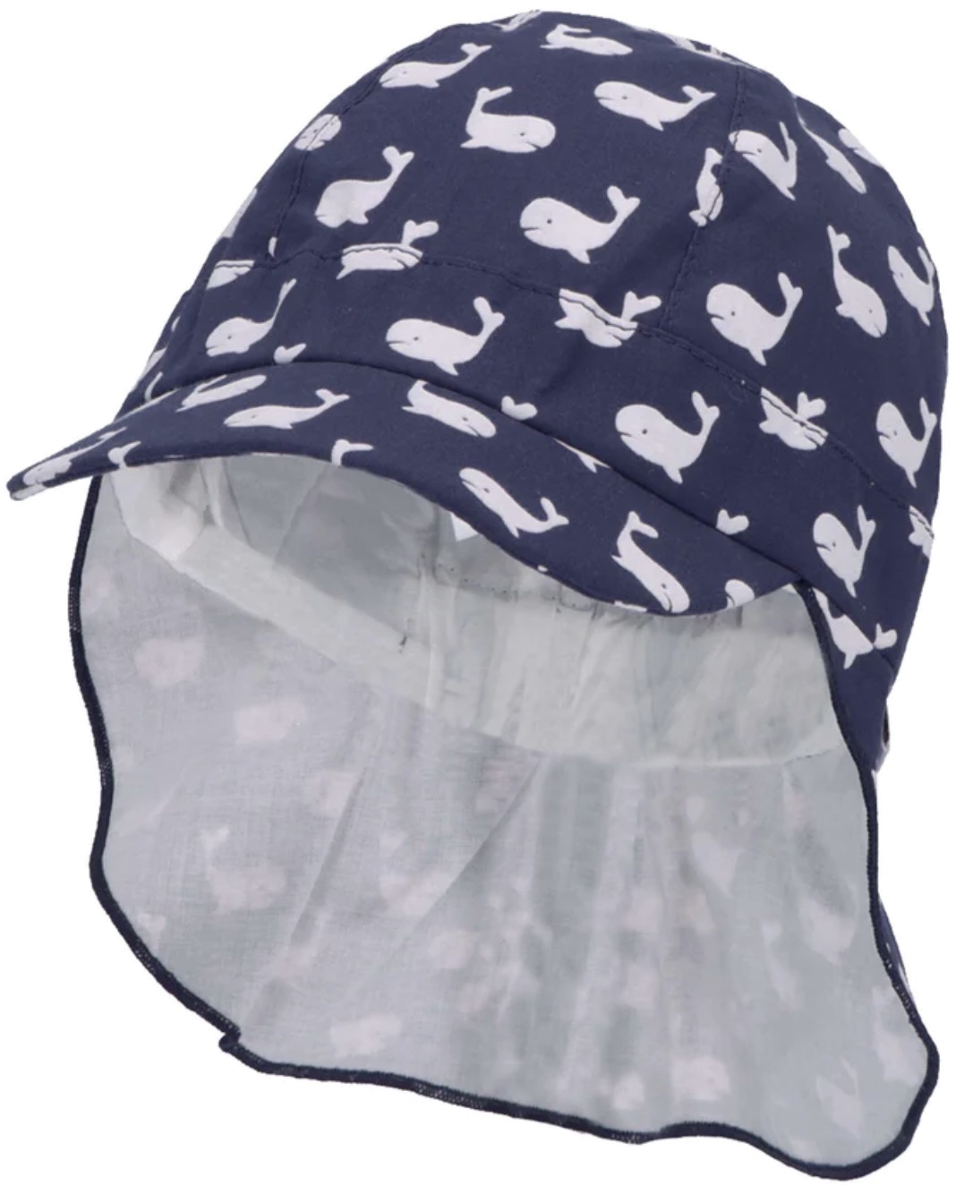 Șapcă cu cozoroc pentru copii și protecție UV 50+ Sterntaler - Cu balene, 43 cm, 5-6 luni
