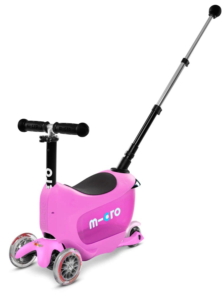 Trotinetă pentru copii 2 în 1 Micro - Mini2Go Deluxe Plus, Pink
