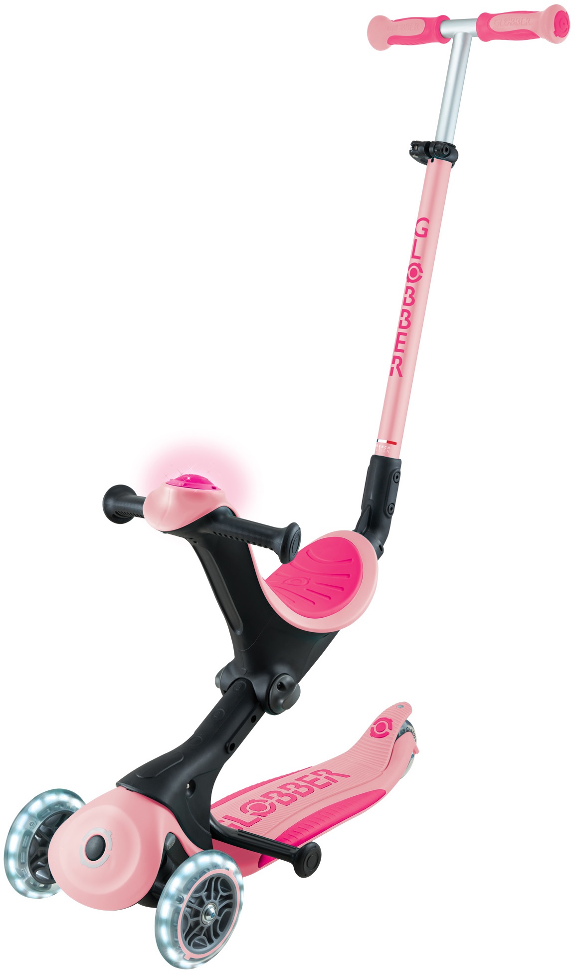 Trotinetă pentru copii  3 в 1 Globber - Deluxe Flash Lights, roz