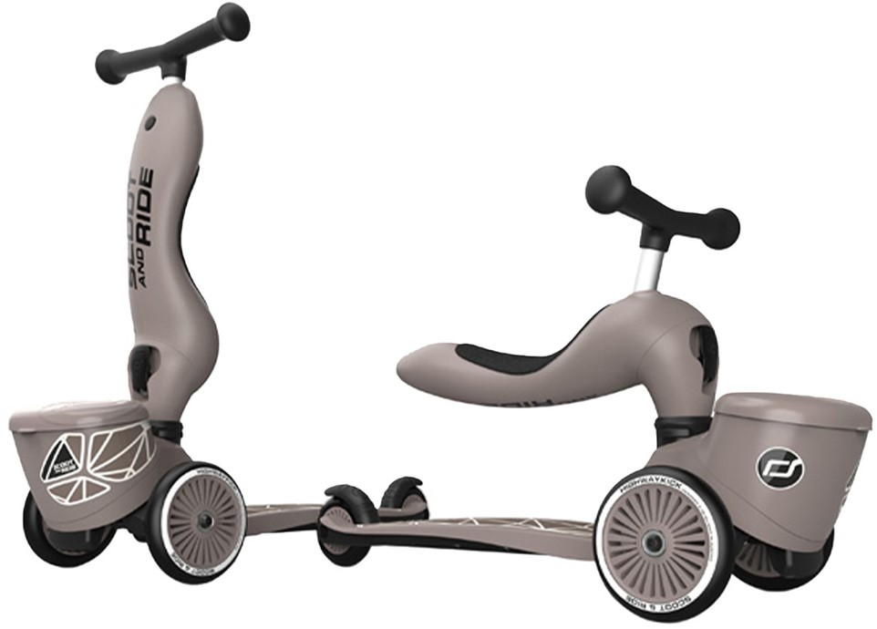 Trotinetă și bicicletă de echilibru 2 în 1 pentru copii  Scoot &amp; Ride - HighwayKick 1 Lifestyle, Brown lines