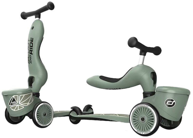 Trotinetă și bicicletă de echilibru 2 în 1 pentru copii  Scoot &amp; Ride - HighwayKick 1 Lifestyle, Green lines